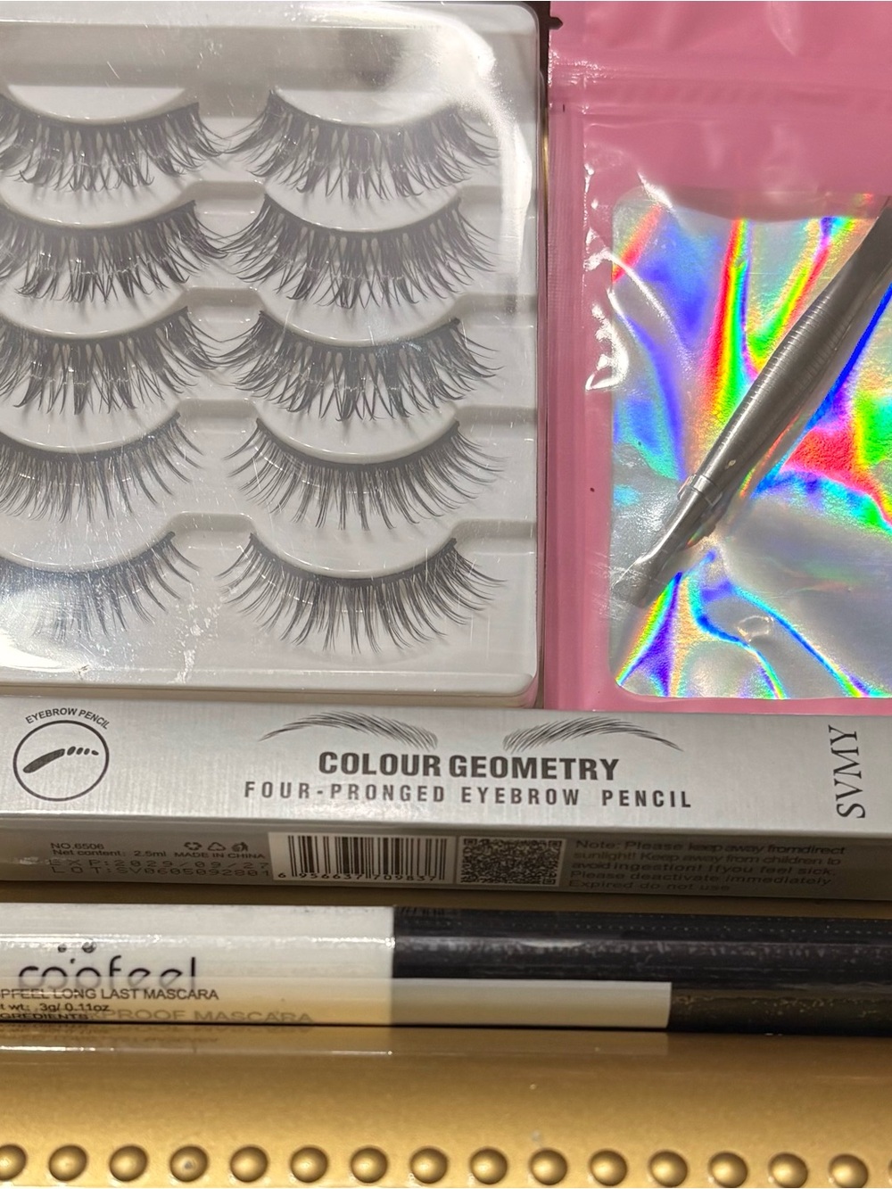 4pc Eye Makeup bundle 5 pair false eyelash SVMY eye brow pencil  Popfeel mascara